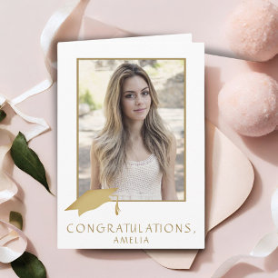Tarjeta Felicitaciones de graduación con foto simples y mo