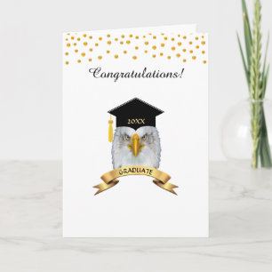 Tarjeta Felicitaciones de graduación de águila en dorado y