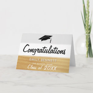 Tarjeta Felicitaciones de graduación de madera rústica par