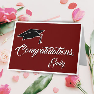 Tarjeta Felicitaciones de graduación rojas simples moderna