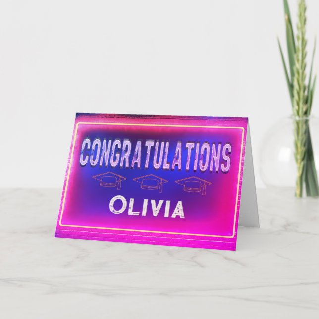 Tarjeta Felicitaciones de graduación rosadas (Anverso)