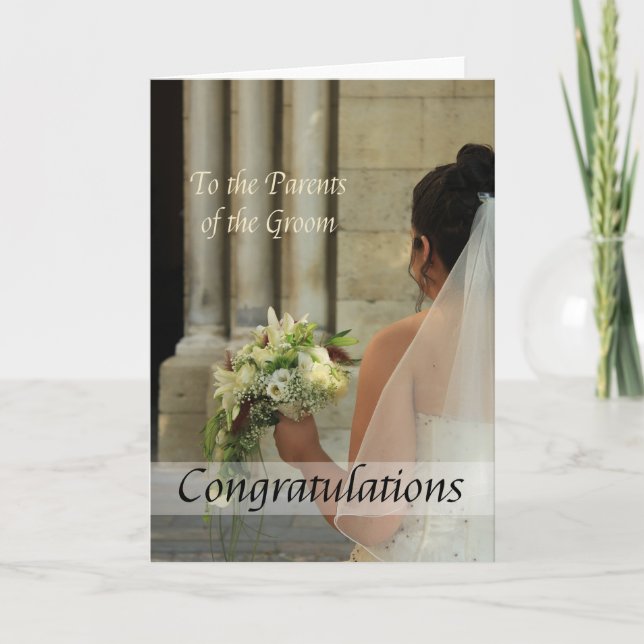 Tarjeta Felicitaciones de los padres del boda novio (Anverso)