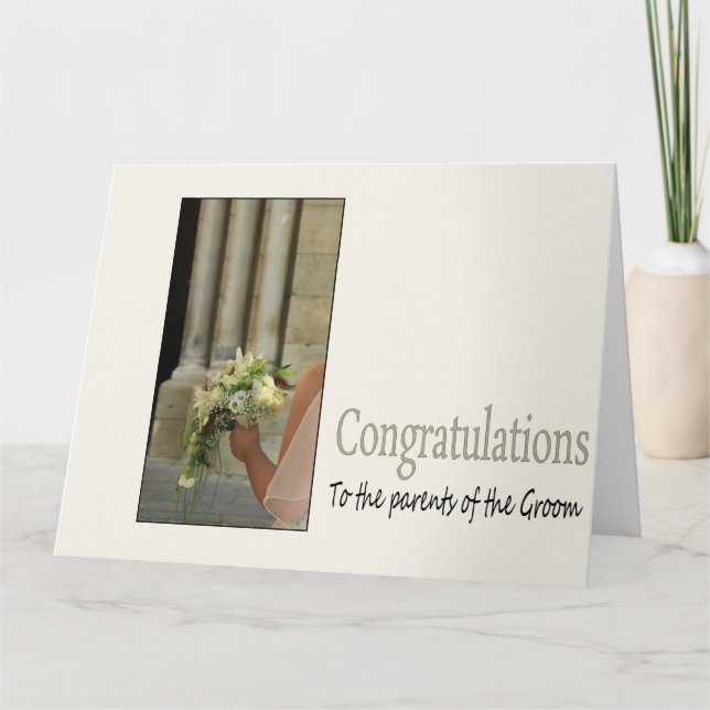 Tarjeta Felicitaciones de los padres del boda novio (Anverso)