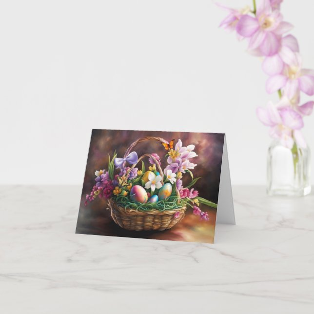 Tarjeta Felicitaciones de Pascua con flores de cesta Huevo (Orquídea)