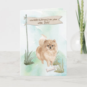 Tarjeta Felicitaciones de Pommeranian por nuevo perro