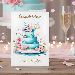 Tarjeta Felicitaciones de recién casados Boda Cake