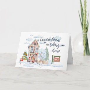 Tarjeta Felicitaciones de venta de hogar Fiestas Acuarela