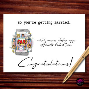 Tarjeta Felicitaciones divertidas de boda en aplicaciones 