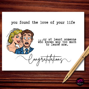 Tarjeta Felicitaciones divertidas de boda No puedes irte a