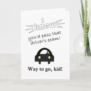 Tarjeta felicitaciones divertidas por el examen de conduci