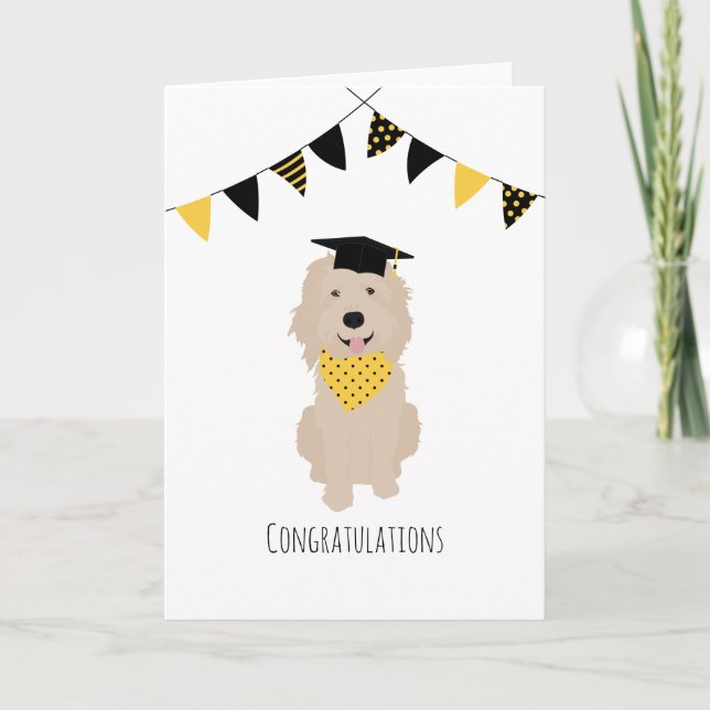Tarjeta Felicitaciones Doodle Dog Graduation Cap (Anverso)