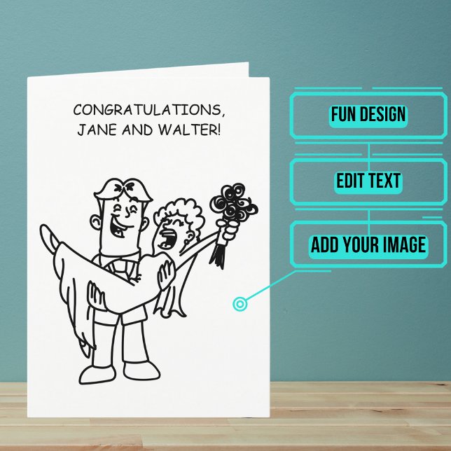 Tarjeta Felicitaciones el Día de la Boda para una Pareja D (Send your love and congratulations with a modern and unique twist.)