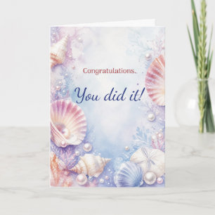 Tarjeta Felicitaciones Elegante Concha de Mar Acuarela Cos
