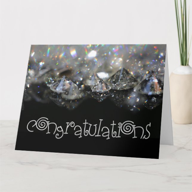 Tarjeta Felicitaciones Elegantes diamantes brillantes blan (Anverso)