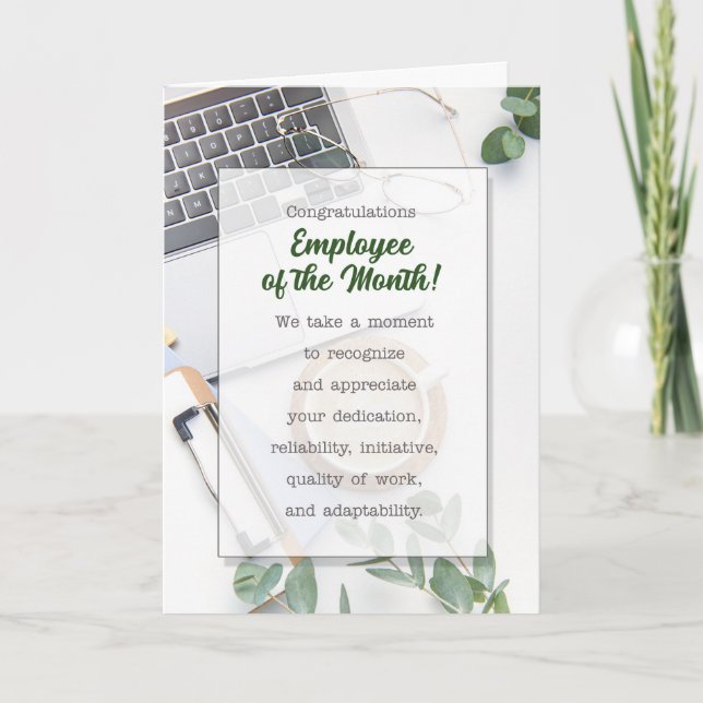 Tarjeta Felicitaciones Empleado del Mes Negocio (Anverso)