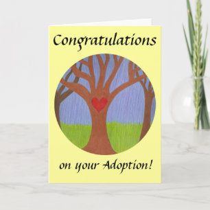 Tarjeta ¡Felicitaciones en árbol de adopción por su adopci