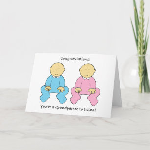 Tarjeta Felicitaciones, eres abuelo de los gemelos