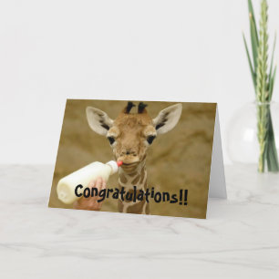 Tarjeta Felicitaciones, es un niño - Baby Giraffe