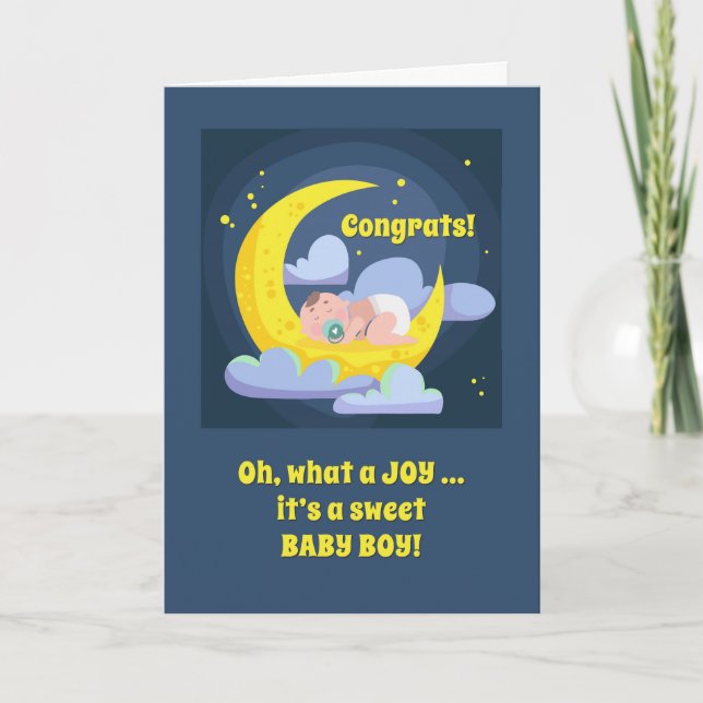Tarjeta Felicitaciones, es una felicidad para un niño moon (Anverso)