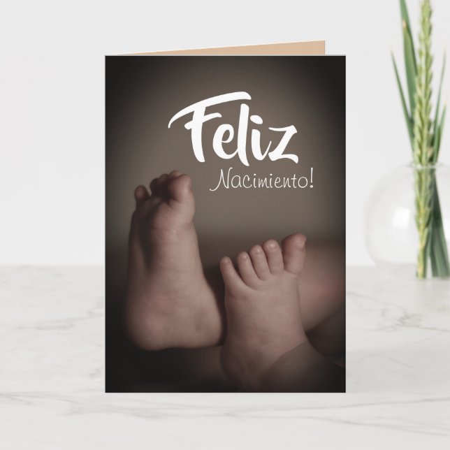 Tarjeta Felicitaciones españolas por bebé "Feliz Nacimient (Anverso)