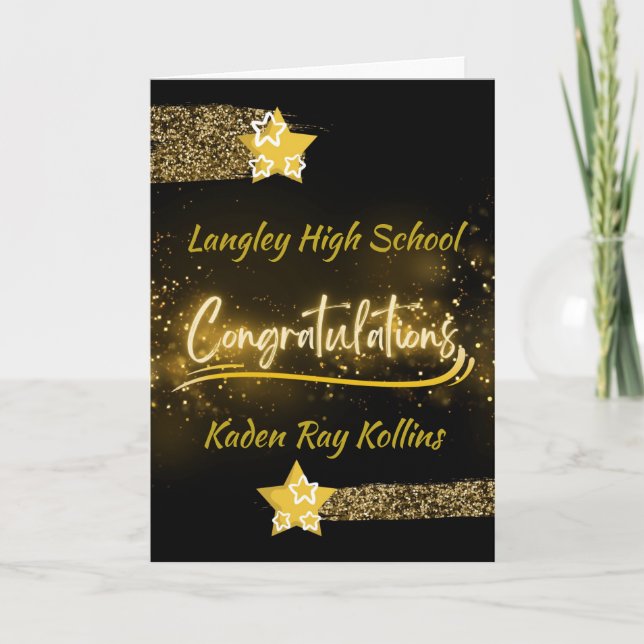 Tarjeta Felicitaciones Estrella de Oro de Graduación de Se (Anverso)