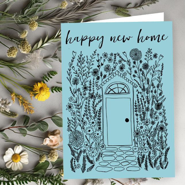 Tarjeta Felicitaciones Feliz Nueva Puerta Hogar Personaliz (Congratulations on your new House Happy New Home Garden Door Custom Card
)