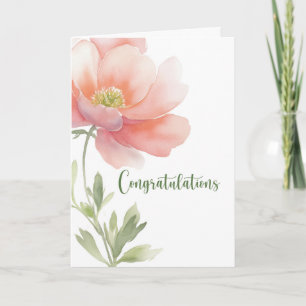 Tarjeta Felicitaciones Flor de Acuarela Grande y Elegante