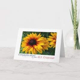 Tarjeta Felicitaciones floral Ciudadanía de Estados Unidos