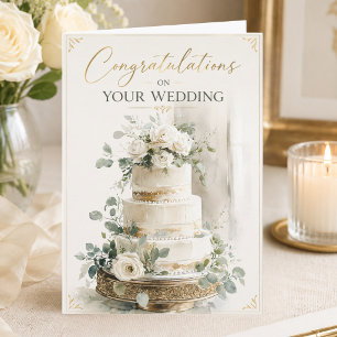Tarjeta Felicitaciones Florales Elegantes en su Día de Bod
