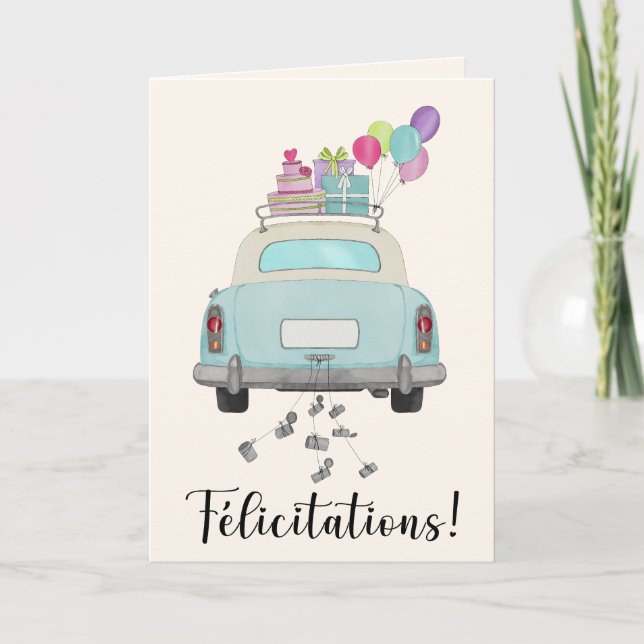 Tarjeta Felicitaciones francesas por el Día de la Boda en  (Anverso)