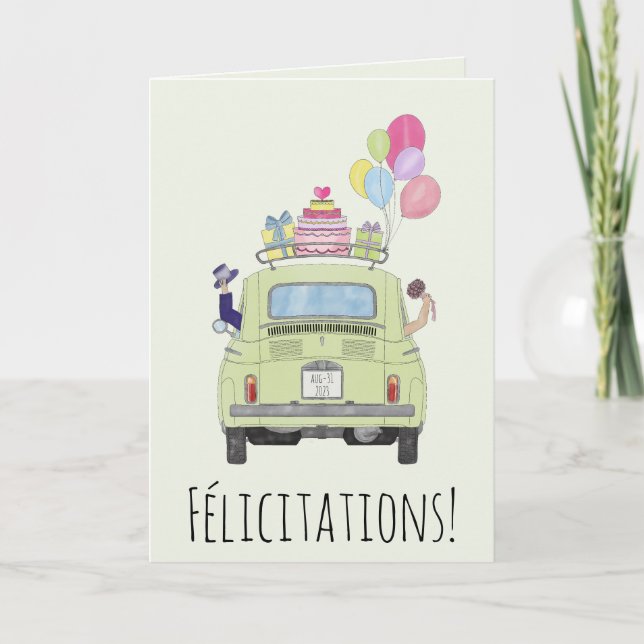 Tarjeta Felicitaciones francesas por Fiat 500 (Anverso)