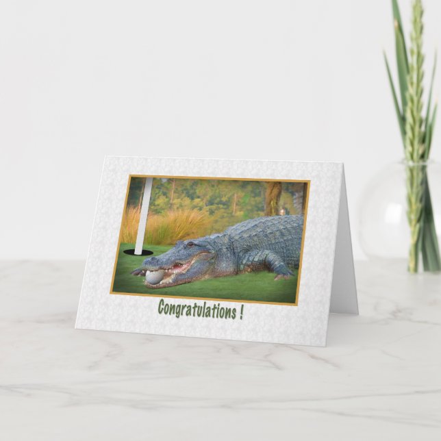 Tarjeta Felicitaciones, golf, hoyo en uno (Anverso)