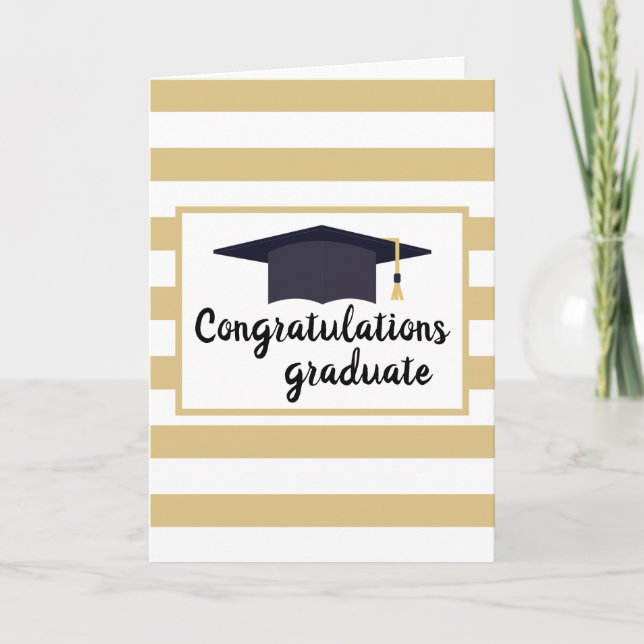 Tarjeta Felicitaciones Gorra de graduación con franjas ama (Anverso)