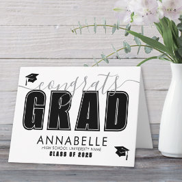Tarjeta Felicitaciones Grad Black White Graduation