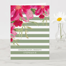 Tarjeta Felicitaciones Grad. Fuchsia Floral | Patrón de ba