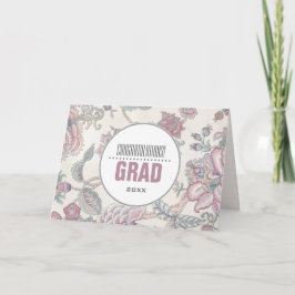 Tarjeta Felicitaciones Grad. Personalizado de patrón flora
