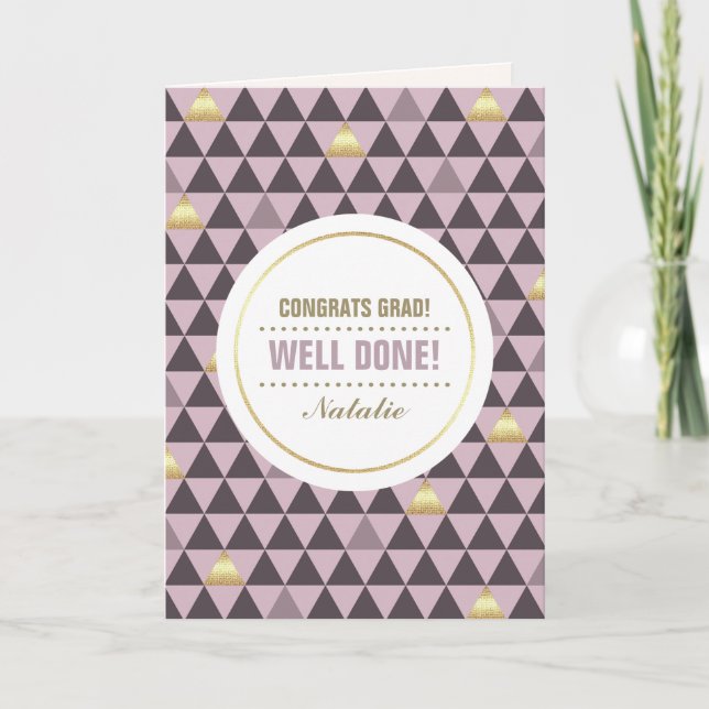 Tarjeta Felicitaciones Grad. Personalizado de patrones geo (Anverso)