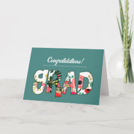 Tarjeta Felicitaciones Grad. Personalizado de texto floral