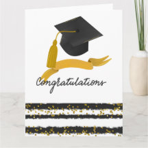 Felicitaciones Graduación Confetti oro negro