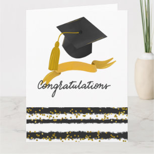 Tarjeta Felicitaciones Graduación Confetti oro negro 