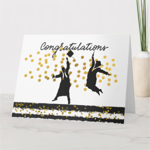 Tarjeta Felicitaciones Graduación Confetti oro negro    