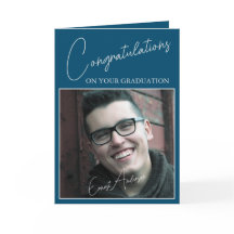 Felicitaciones Graduación de Foto de Graduado Azul