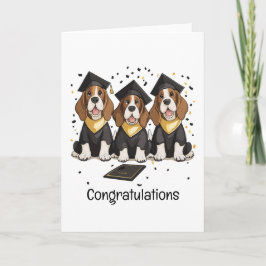 Tarjeta Felicitaciones Graduación de perros hondos Basset
