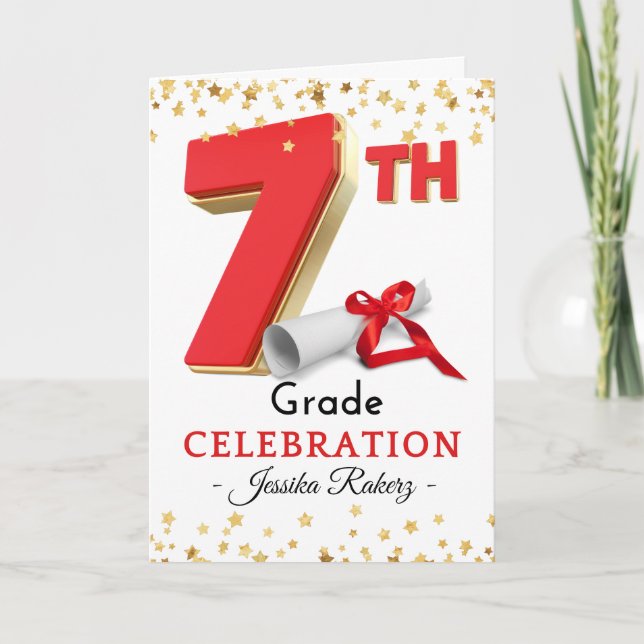 Tarjeta Felicitaciones Graduación de Séptimo Grado de Cele (Anverso)