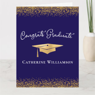 Tarjeta Felicitaciones Graduación Dorada Elegante Personal