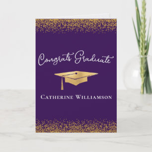 Tarjeta Felicitaciones Graduación Dorada Elegante Personal