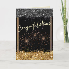 Tarjeta Felicitaciones Graduación Espuma de Oro y Negro
