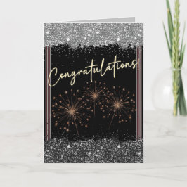 Tarjeta Felicitaciones Graduación Plata y Espuma Negra