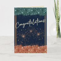 Felicitaciones Graduación Verde azulada y Naranja 