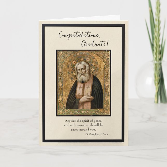 Tarjeta Felicitaciones Graduado 2025 Cristiano Ortodoxo (Anverso)